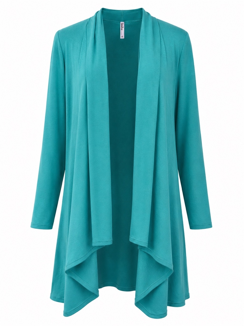 Azules Teal Waterfall Open Front Drape Cardigan Made in USA NWOT Medium Soft